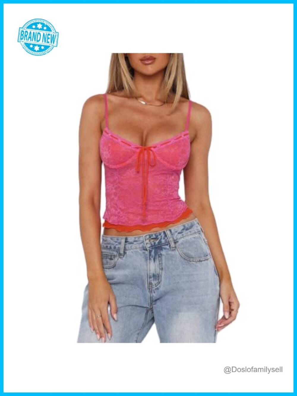 Y2K Lace Trim Spaghetti Strap Camisole Tank Top